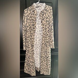 Leopard Pattern Cardigan with Hood